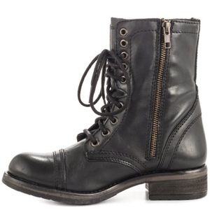 Steve Madden Black Leather Troopa Combat Boots